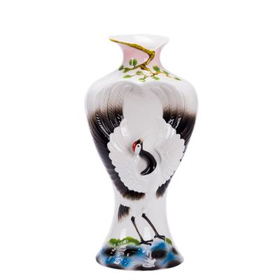 景德鎮陶瓷 琺瑯彩花瓶 仙松鶴延年精品工藝品擺件 羊年創意禮品