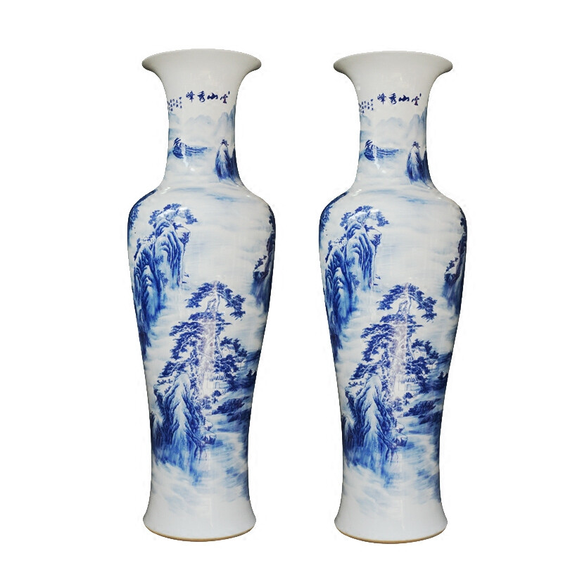 景德鎮(zhèn)陶瓷藝術(shù)瑰寶 梵尼威手繪山水落地大花瓶
